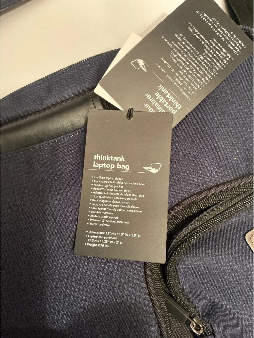 Project think tank 2.0 navy seal laptop bag new with tags
